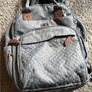 Gray Quilted diaper  Backpack